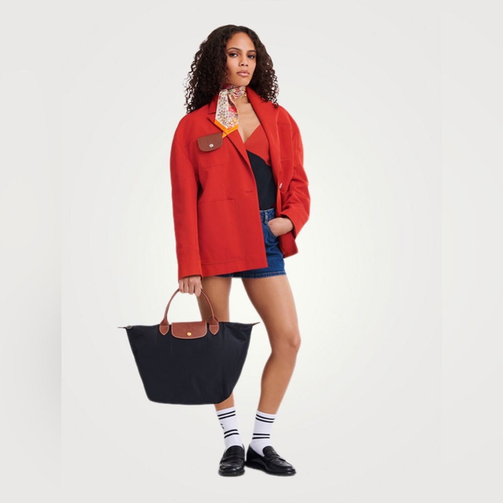 Authentic Longchamp Elegant Black and Tan Tote